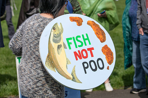 Activist at Newbury sewage protest event